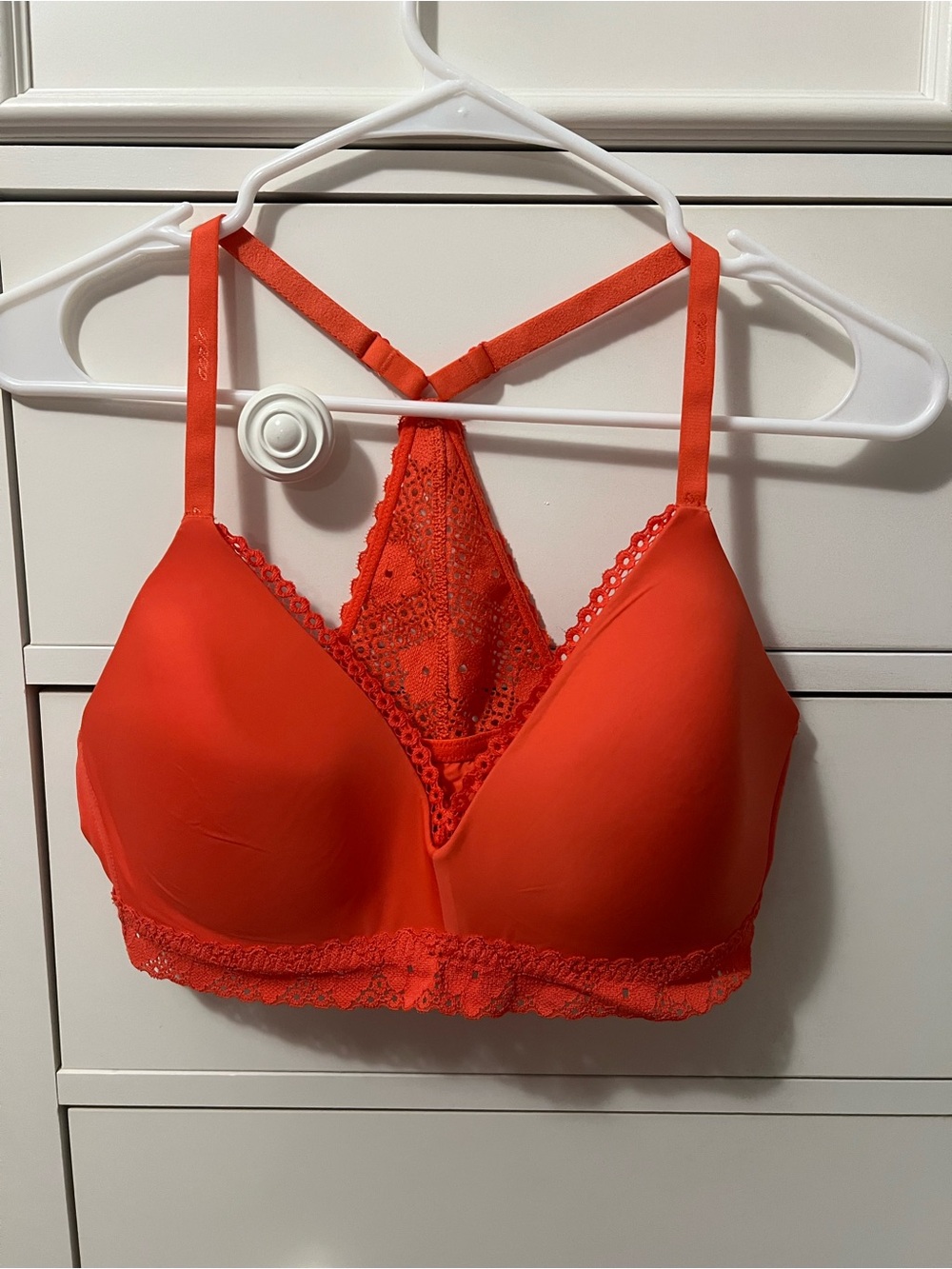 Lace-Back Wireless Bralette - Vibrant Coral